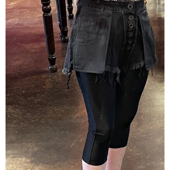 Ben Taverniti Unravel Project Hybrid Denim Skirt Overlay Leggings Size 25 Black - Picture 3 of 8